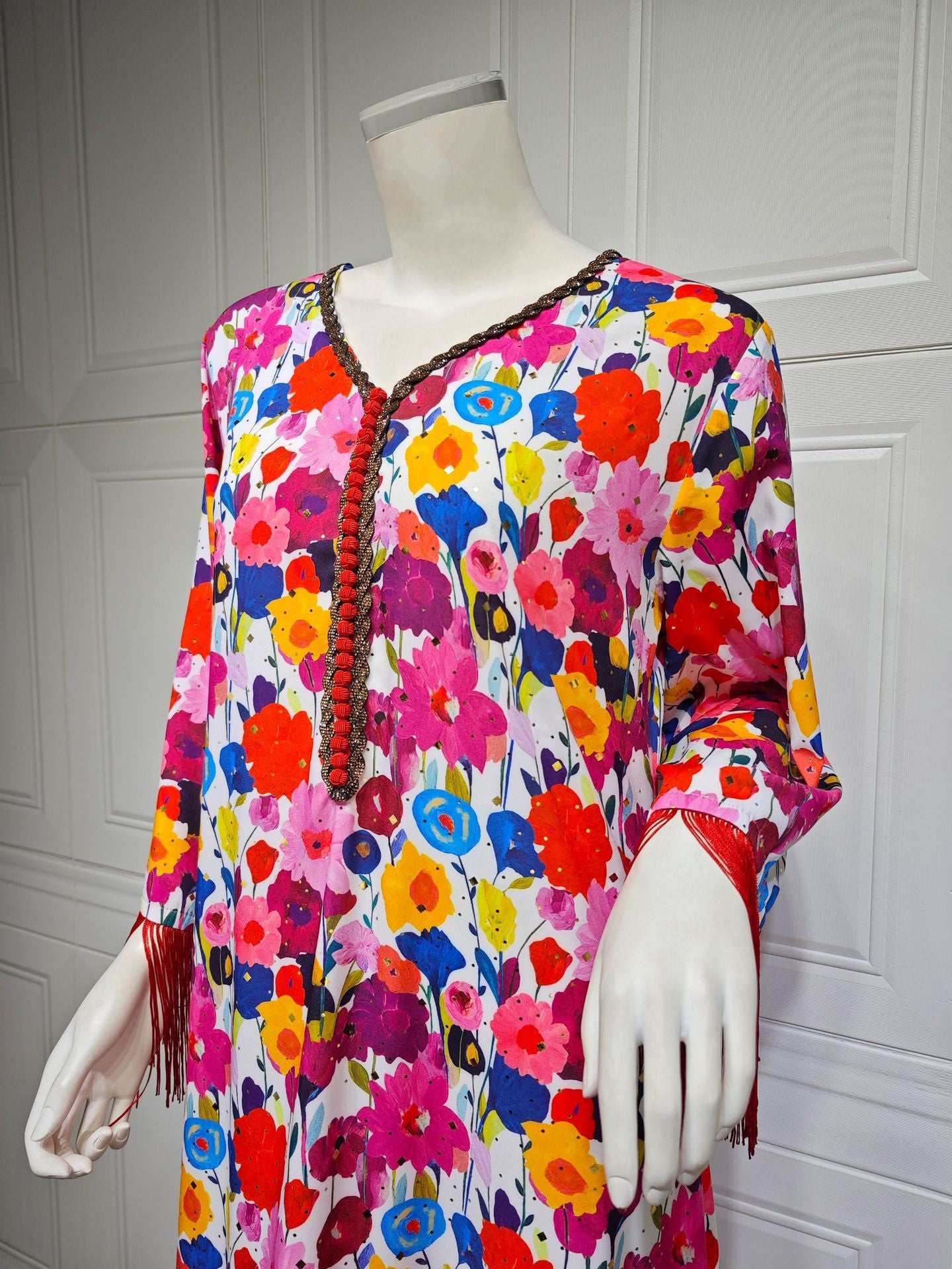 Women's Gilded Print Casual Jalabiya Dress