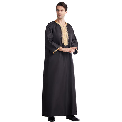 Men's Eight-quarter Sleeved Embroidered Robe