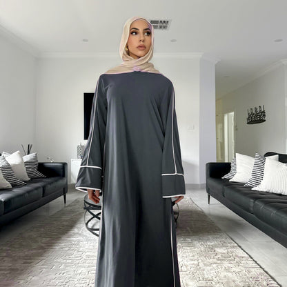Stylish Solid Color Modest Abaya Dress