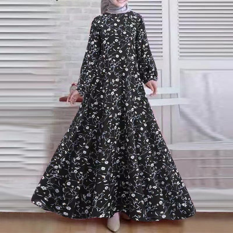 Women's Vintage Long-sleeved Loose Dress