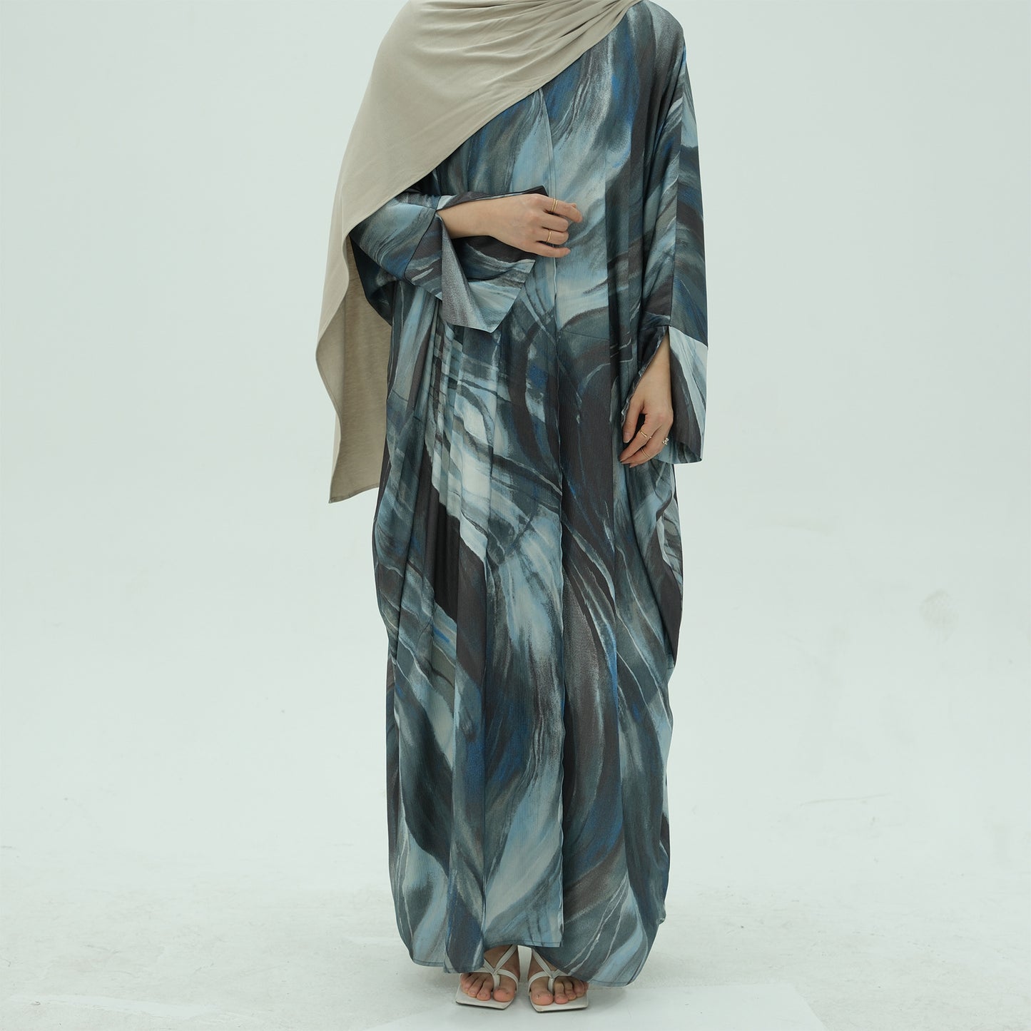 Printed Robe with Abstract Pattern Lightweight Modest Wear