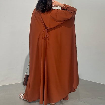 Women's Plain Robe Orange Open Abaya