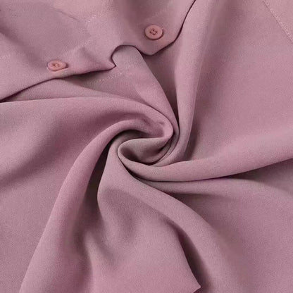 Women's Solid Color Shirt Dress Abaya with Pockets