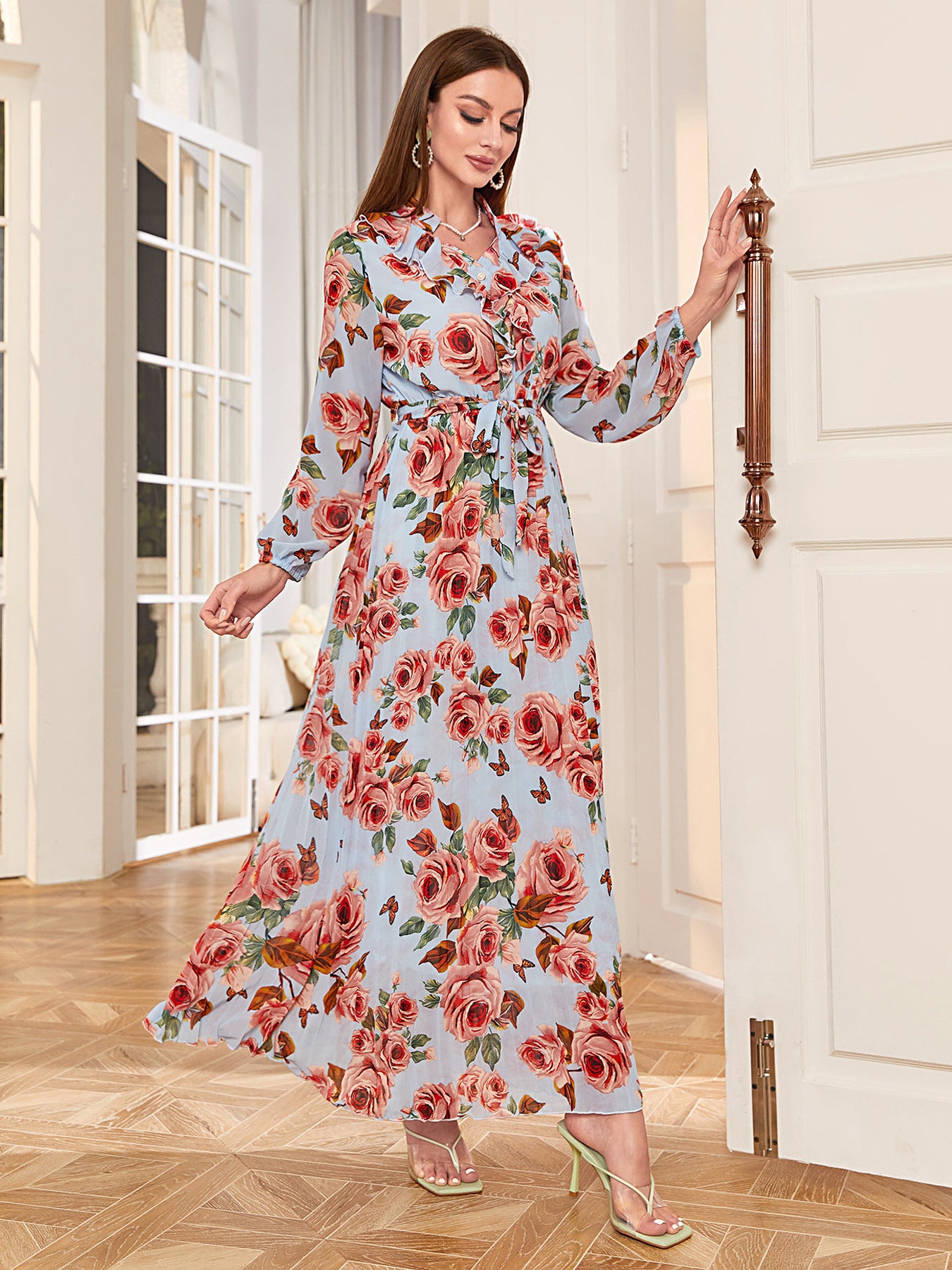 Foral Slim Fit Print Maxi Dress