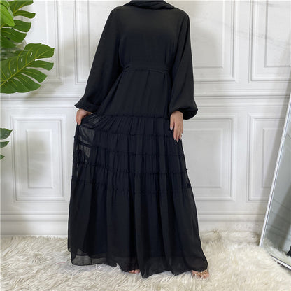 Chiffon Solid Color Large Hem Loose Dress