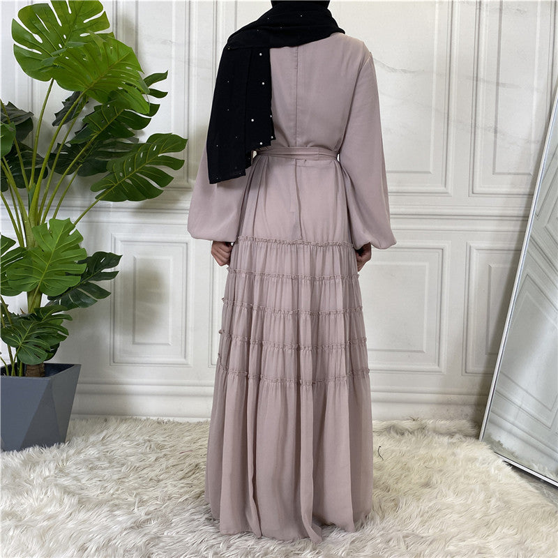 Chiffon Solid Color Large Hem Loose Dress