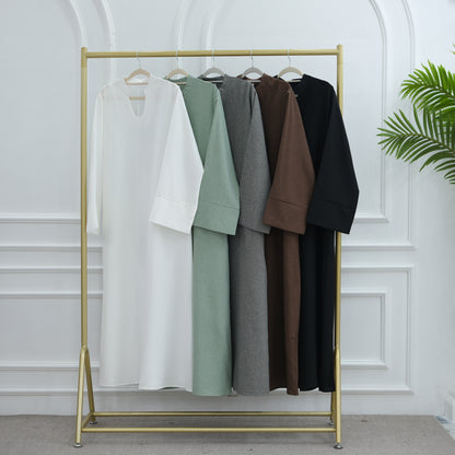 Loose-Fit Solid Color Modest Abaya Dress