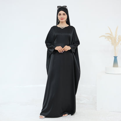 Luxury Rhinestone Maxi Dress with Belt Elegant Dubai Modest Fashion