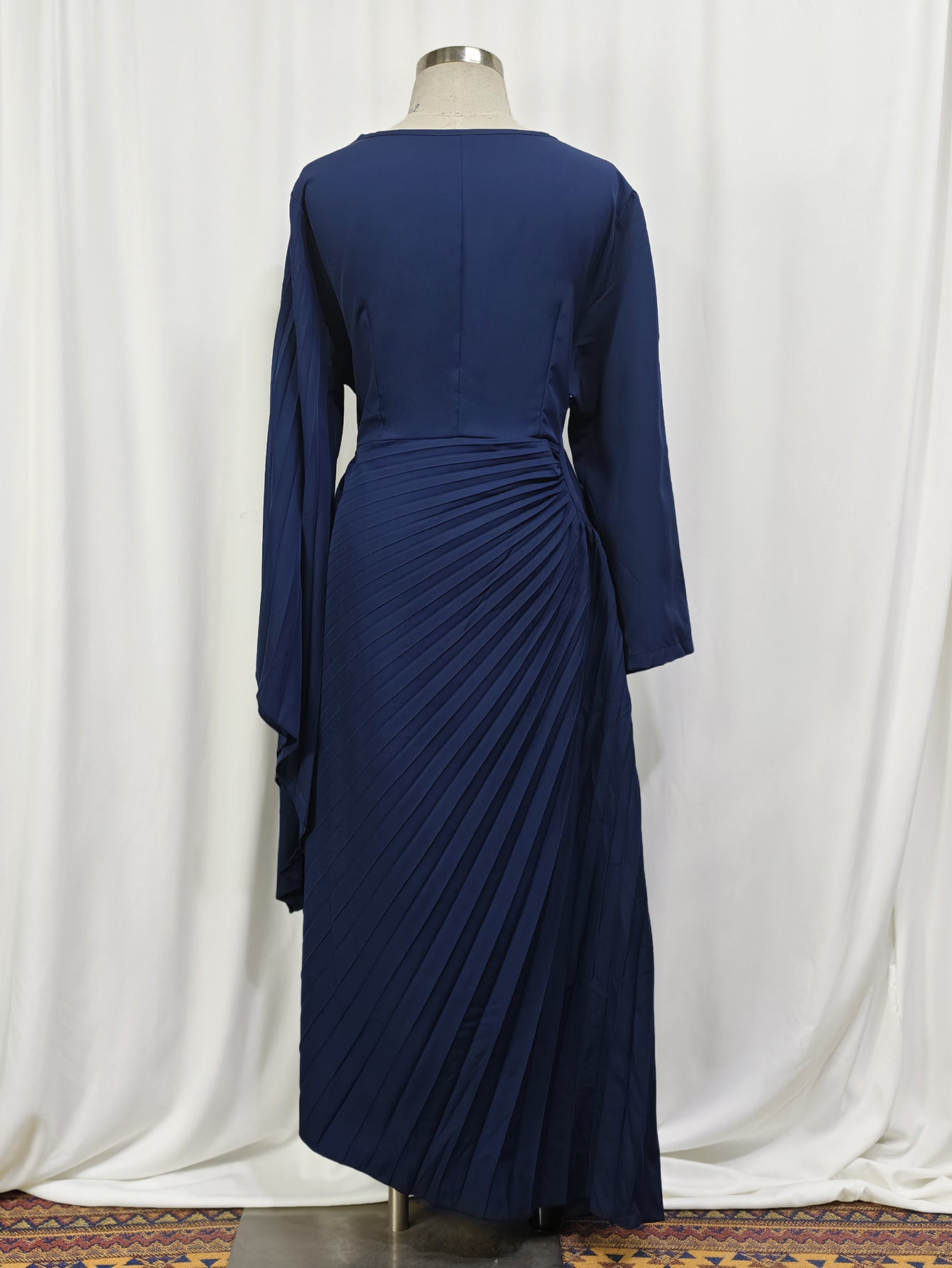 Women's Asymmetric Pleated Dress Set with Diamonds