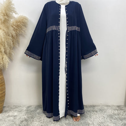 Women's Solid Color Hot Diamond Beaded Dress with Side Pockets
