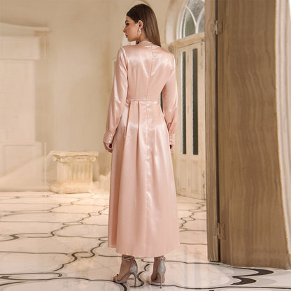 Women's High-waisted Dress with Headscarf