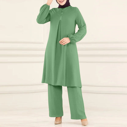 Embroidered Dubai Modest Formal Maxi Kaftan Two-Piece Set