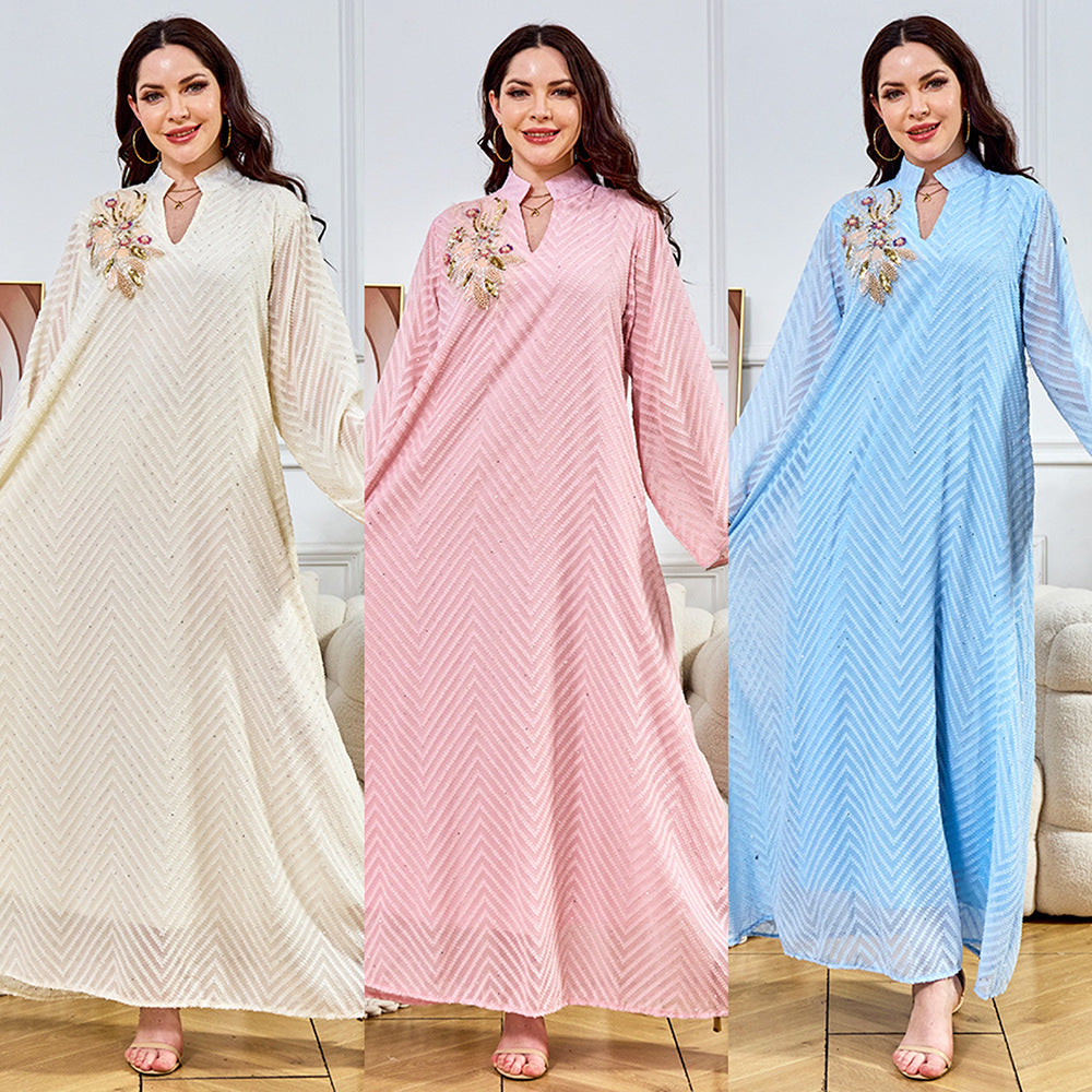 Women's Beaded Collar Flower Pendulum Dress