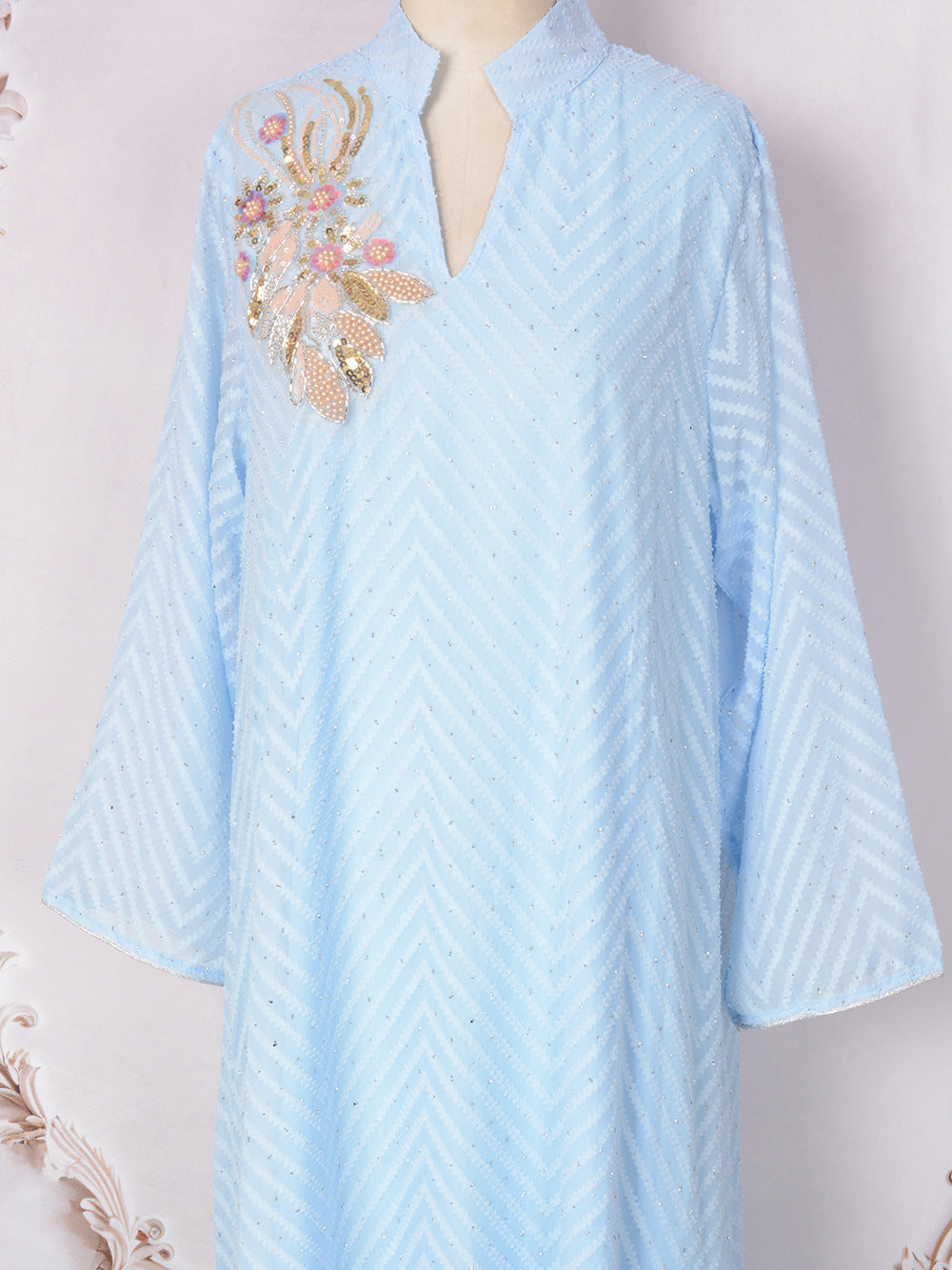 Women's Beaded Collar Flower Pendulum Dress