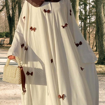 Muslim Women's Loose Flared Sleeve Bow Dress