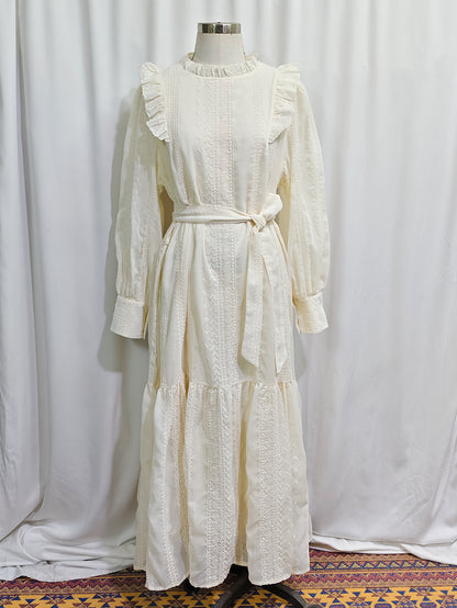 Women's Patchwork Ruffles Embroidered Dresses