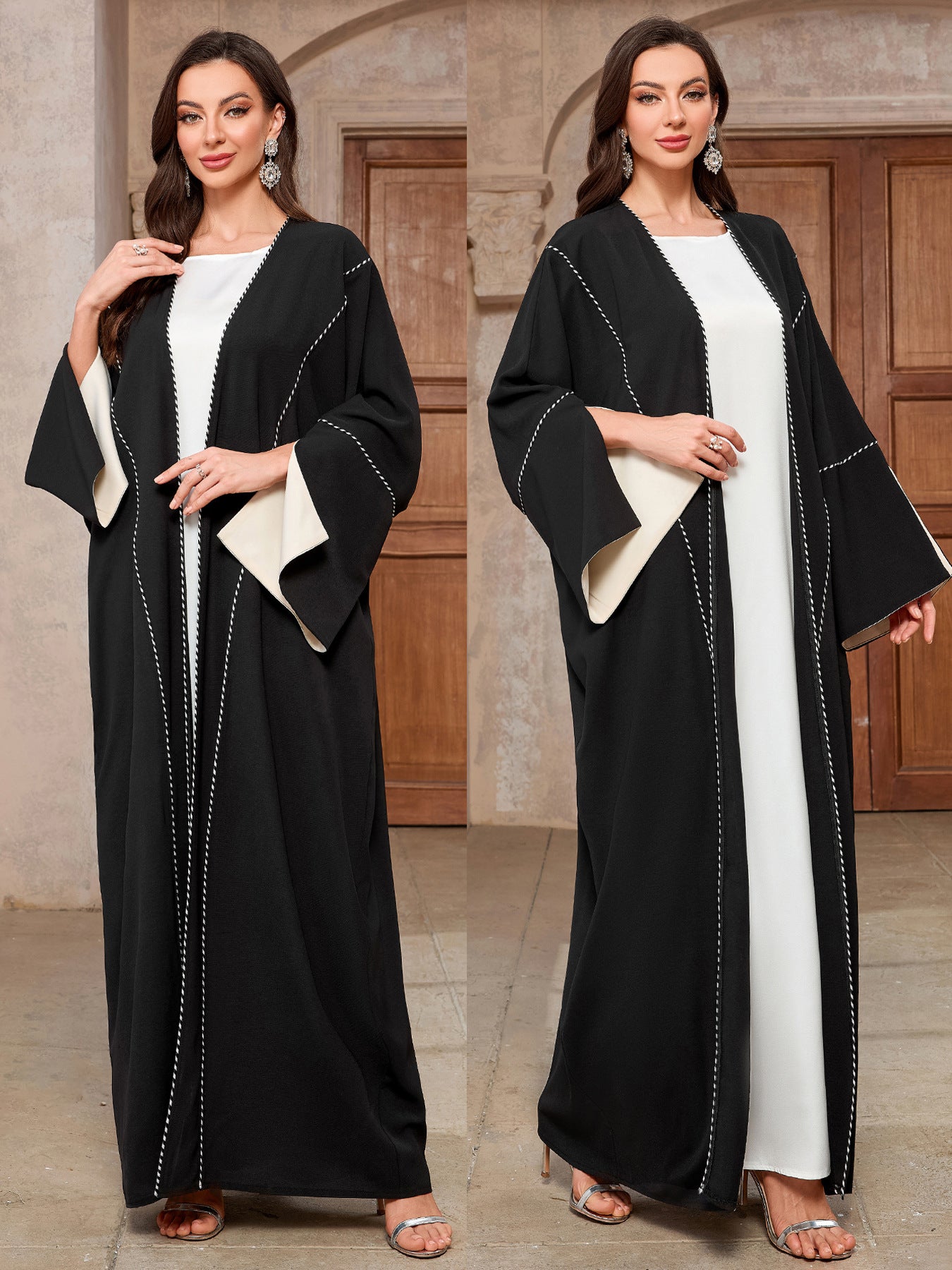 Women's Contrasting Cardigan Long Robe