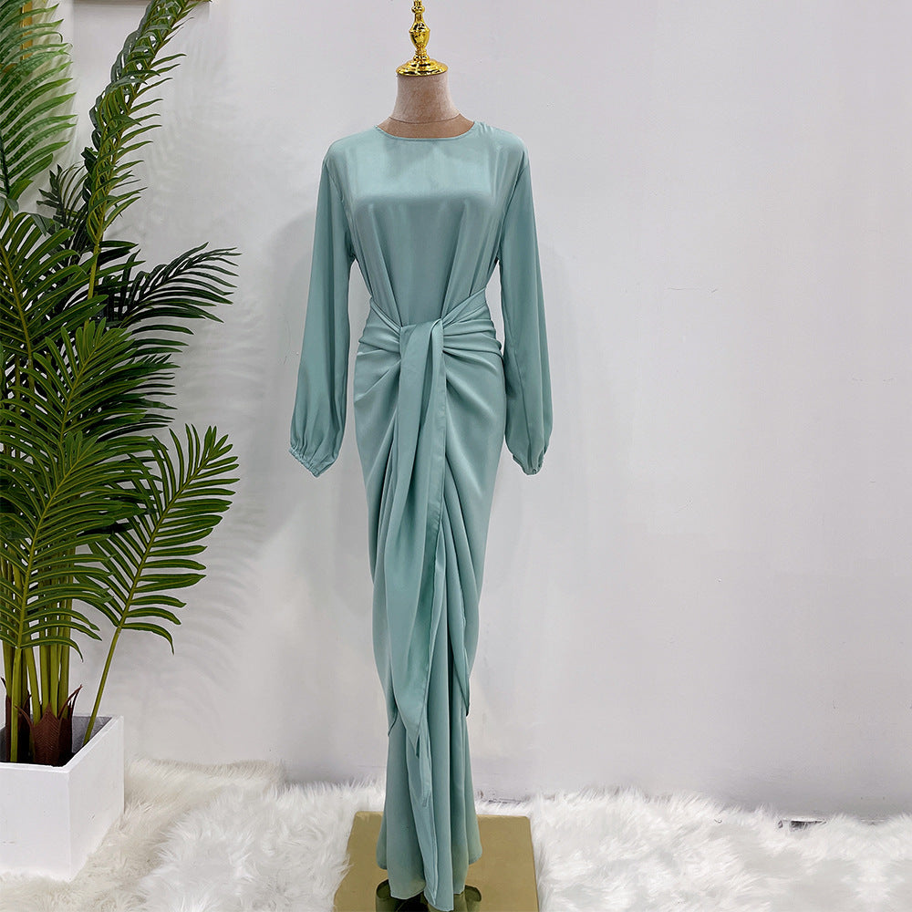 Plain Robe Dress Two Piece Sets