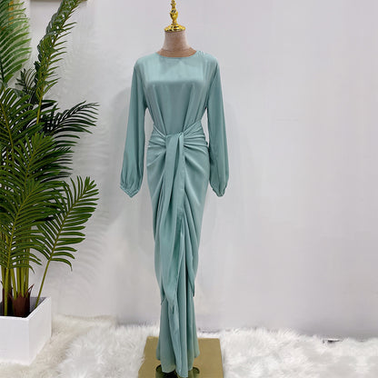 Plain Robe Dress Two Piece Sets