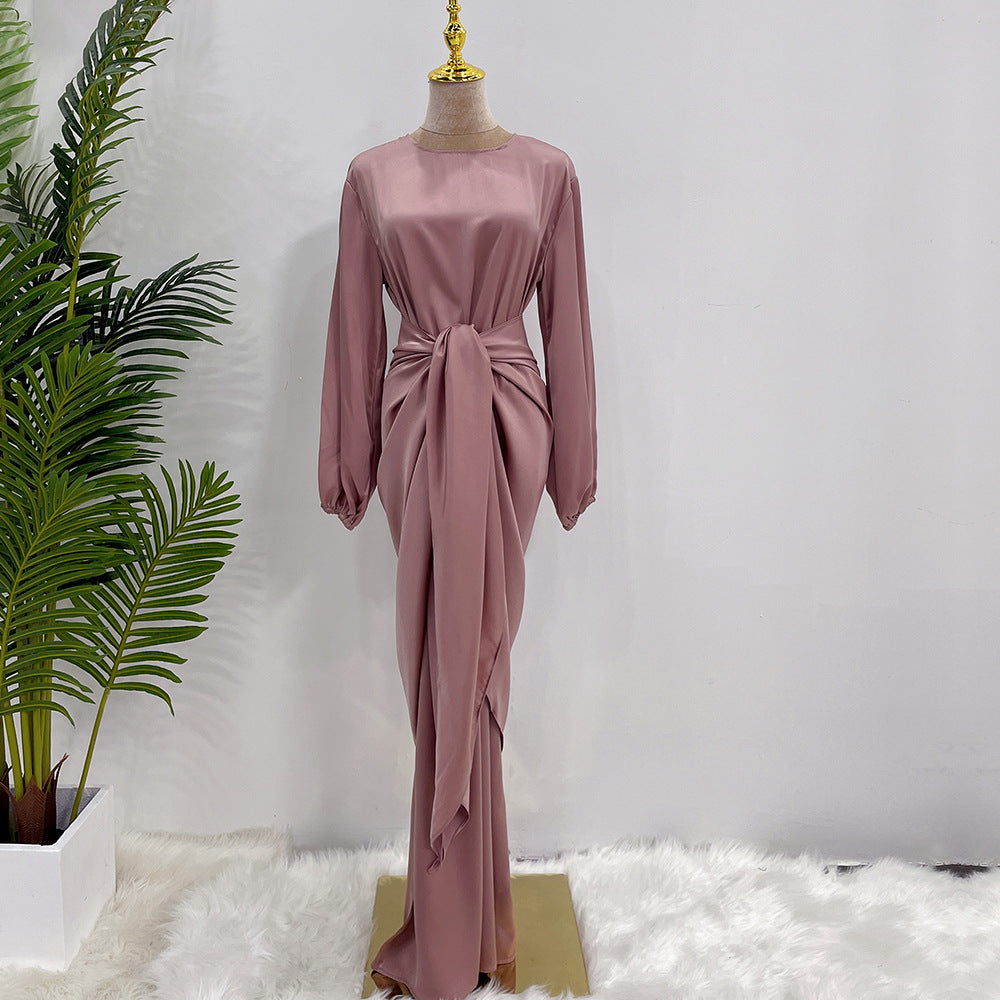 Plain Robe Dress Two Piece Sets