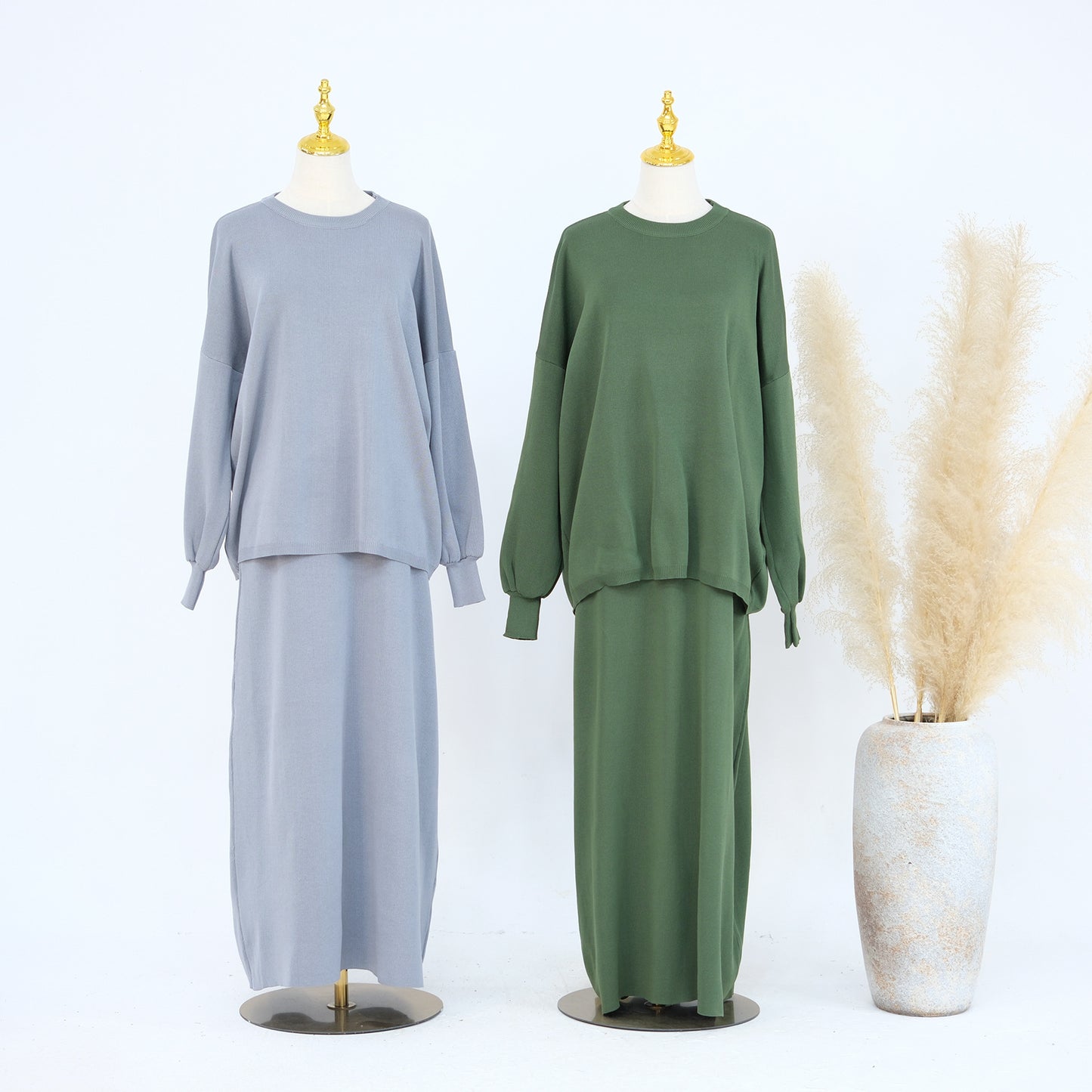 Thick Knit Two-Piece Modest Pants Set