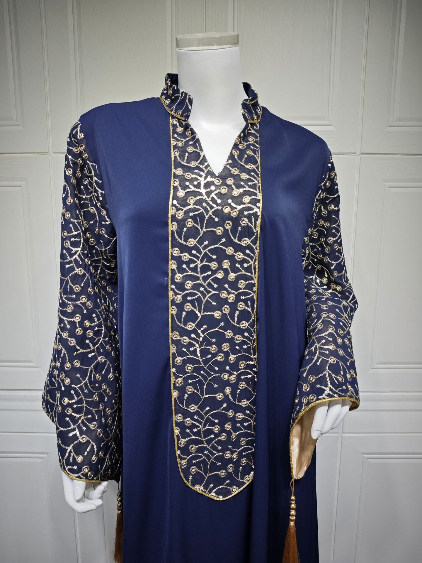 Women's Embroidered Panelled Tassel Dress
