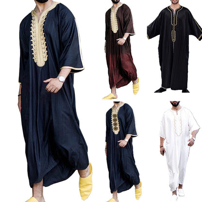Men's Arabian Ethnic Print Maxi Thobe