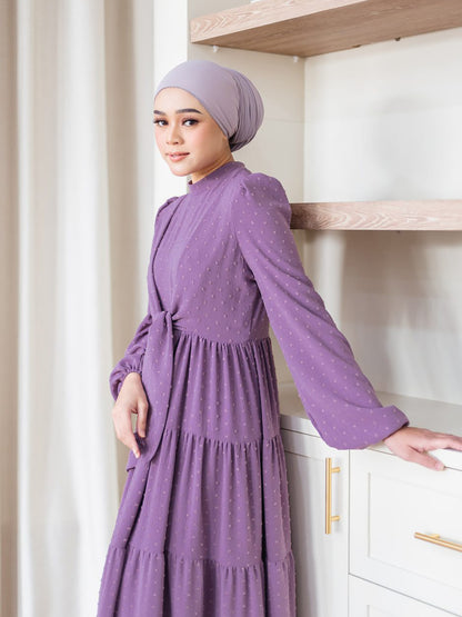 Ruffle Trim Maxi Dress with Lantern Sleeves