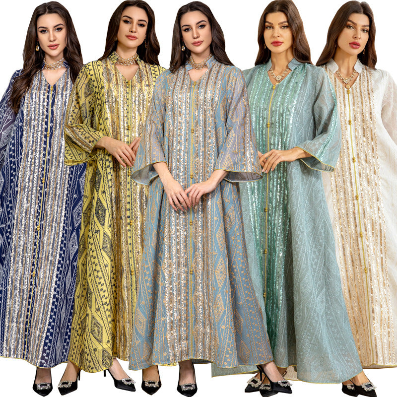 Mesh Embroidered Sequins Patchwork Dress