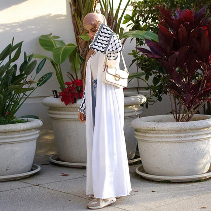 Women's White Abaya Embroidered Robe