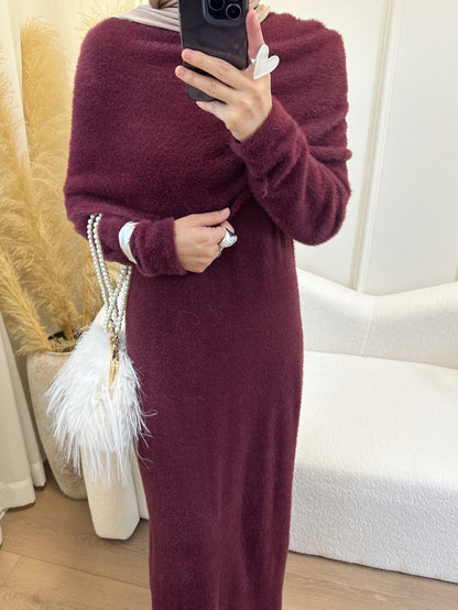 Cozy Knit Two Piece Sweater Dress with Shawl Elegant Winter Set