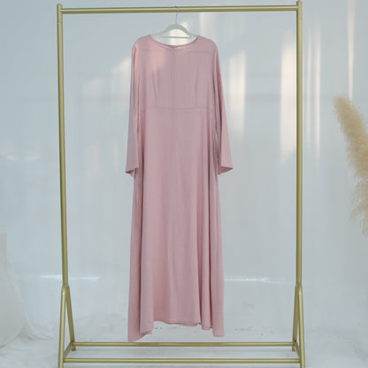 Belted Bamboo Linen Dubai Modest Solid Maxi Day Dress