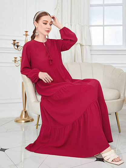 Solid color casual patchwork dress