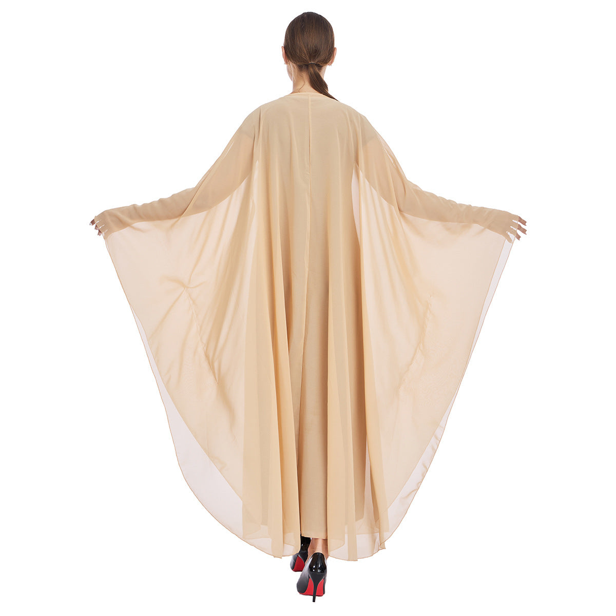 Chiffon Cape and Knitted Inner Long Dress Two-Piece Set