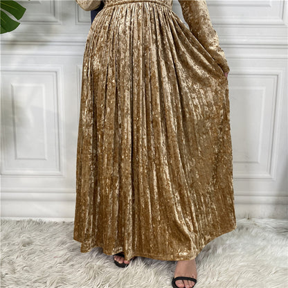 Women's Gold Velvet Dress