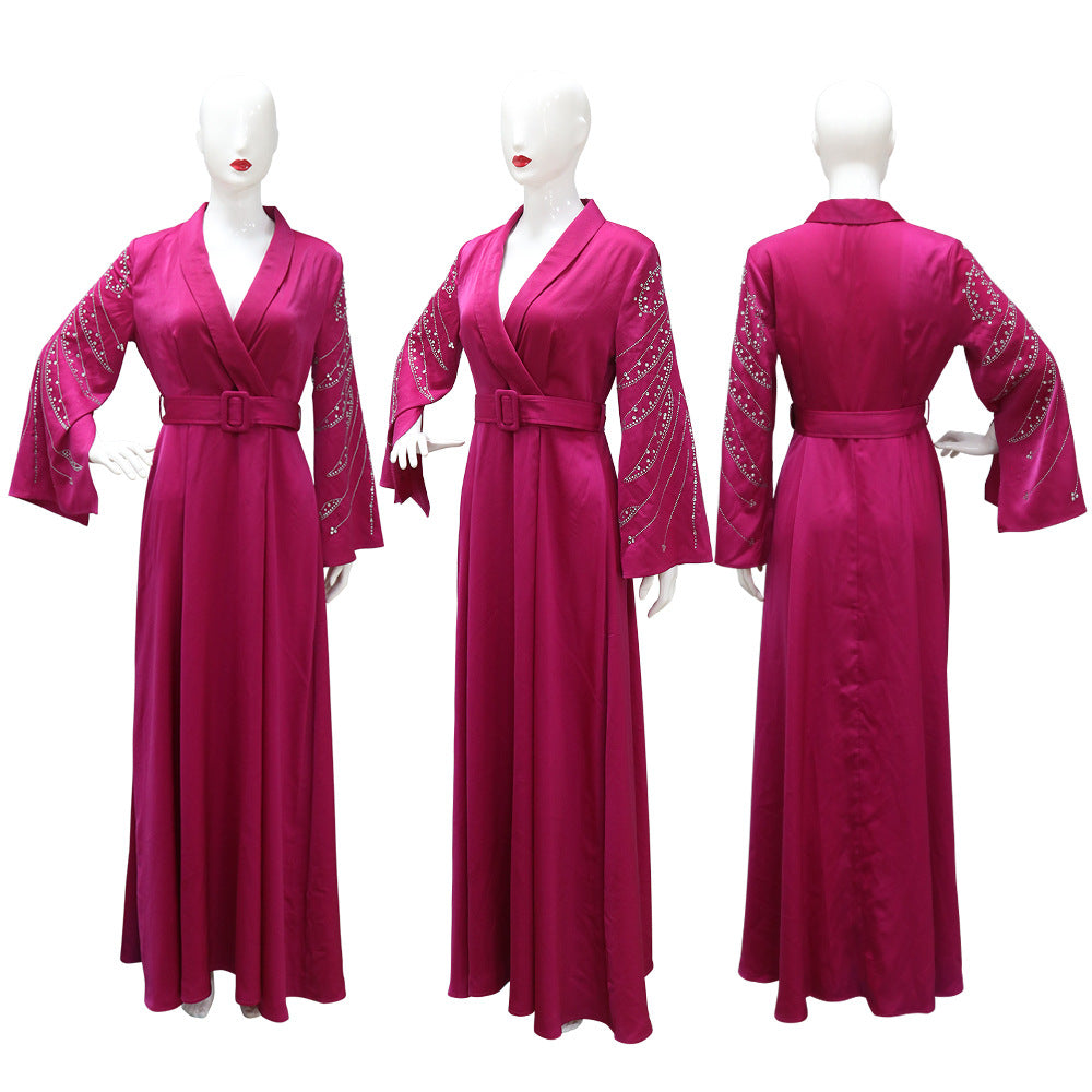 Women's Hot Jalabiya Party Dress with Belt
