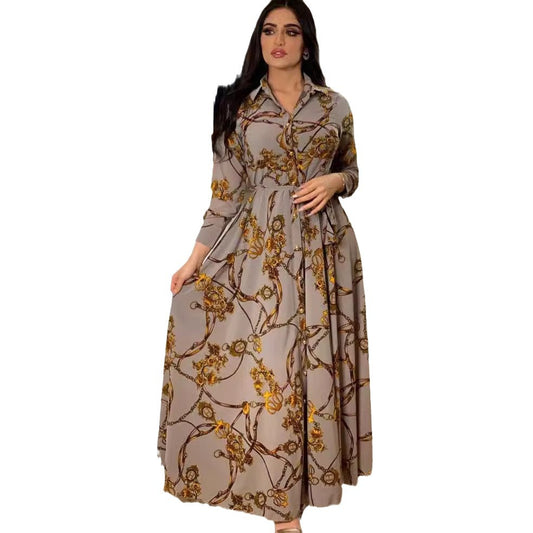 Vintage-Style Elegant Chain Print Dress