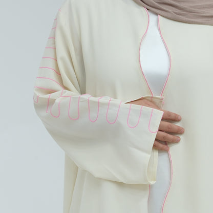 Women's Embroidered Wavy Cardigan Open Abaya