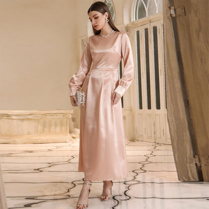 Women's High-waisted Dress with Headscarf