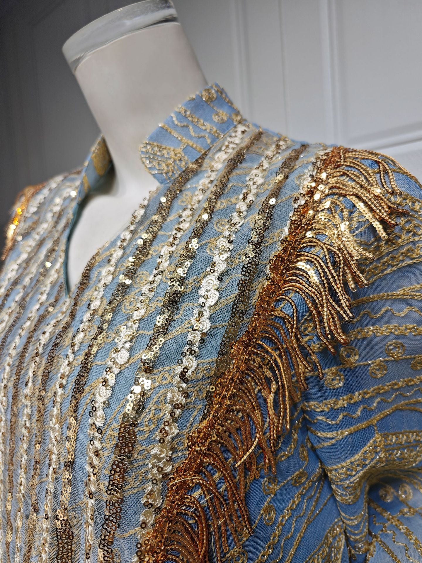 Women's Mesh Embroidered Sequin Jalabiya Dress