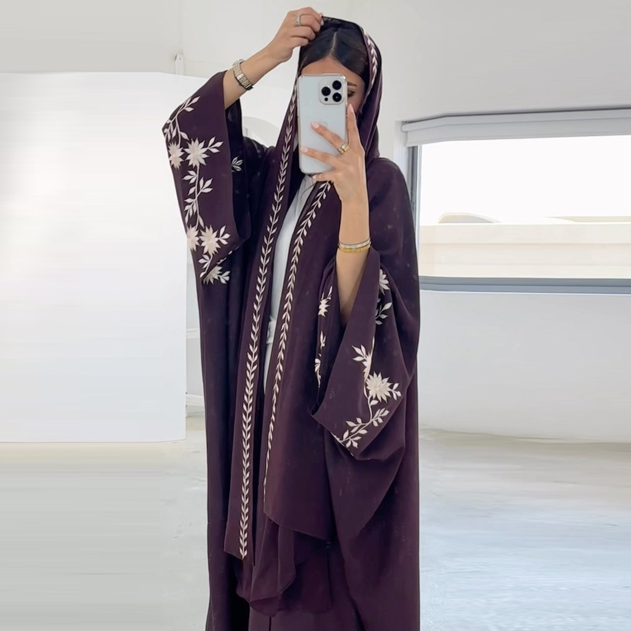 Elegant Front Open Black Abaya