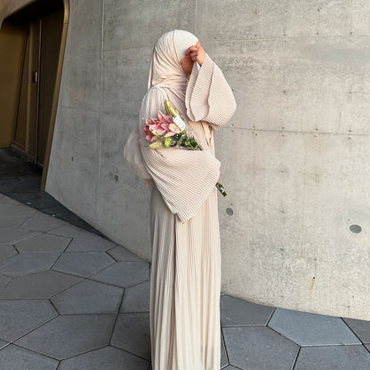 Chiffon Pleated Long-Sleeved Dress