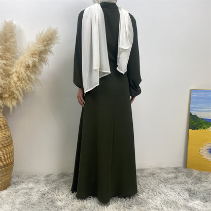 Plain Loose Buttoned Dress with Pockets