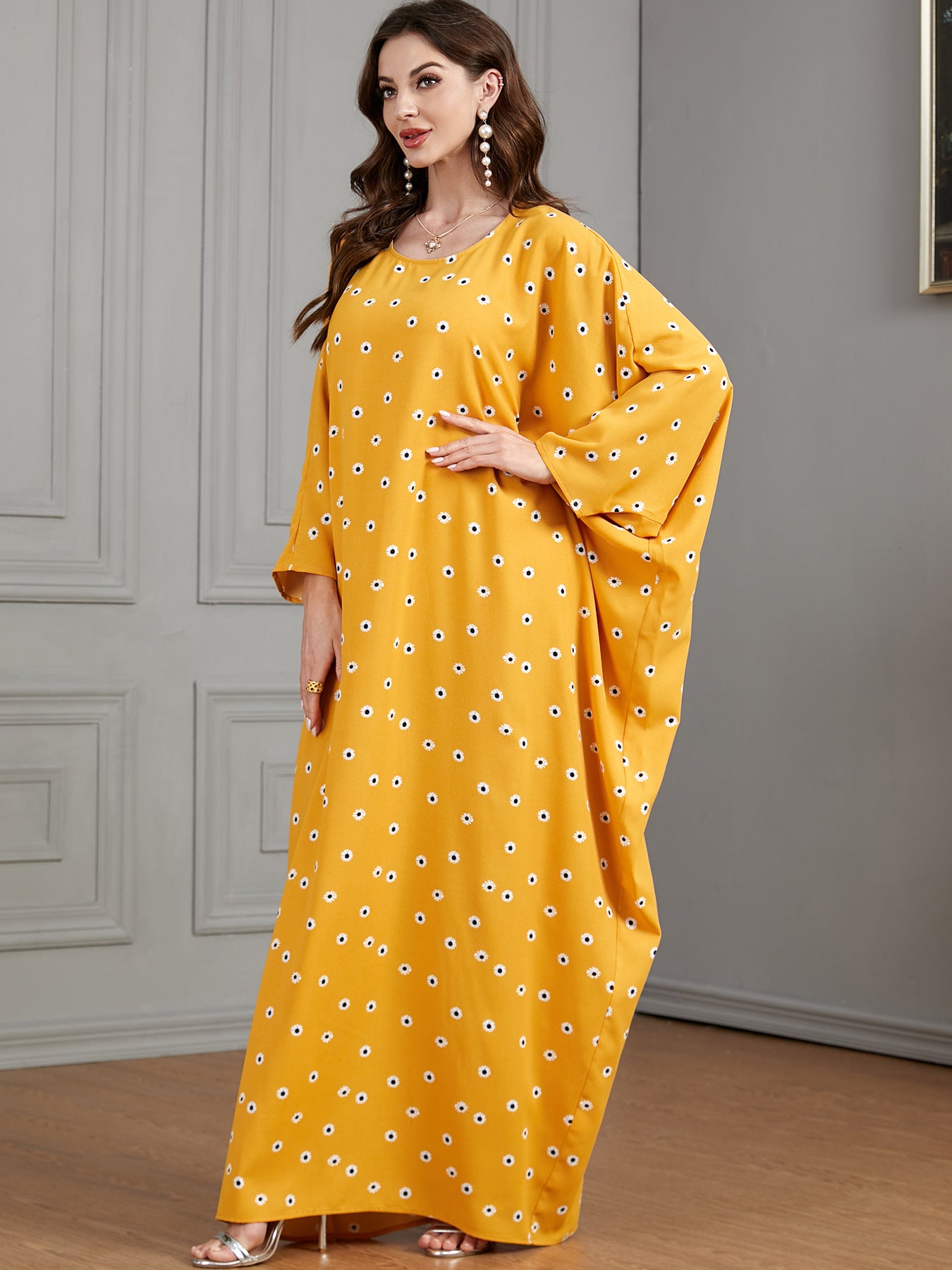 Women's Print Casual Yellow Dress