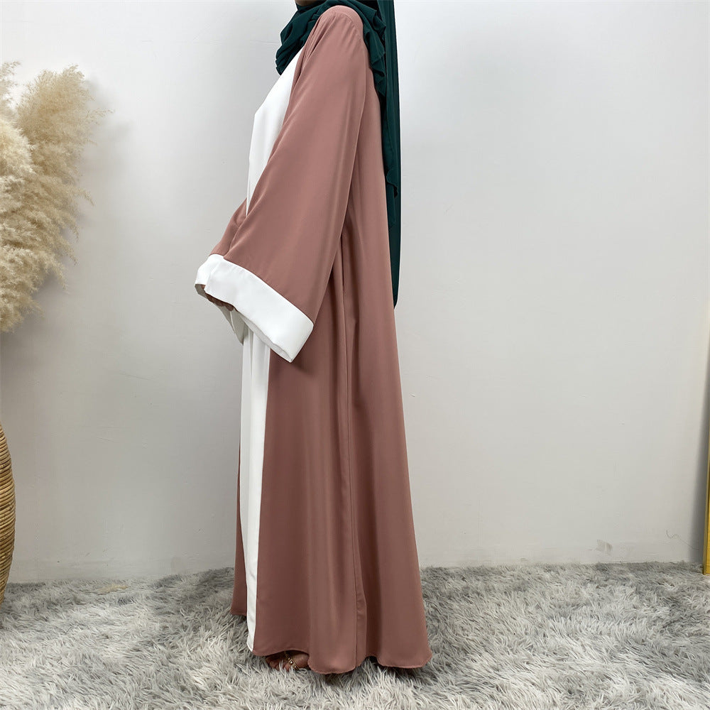 Modest Cardigan Patchwork Fake Two-piece Dress