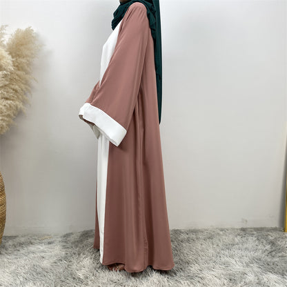 Modest Cardigan Patchwork Fake Two-piece Dress