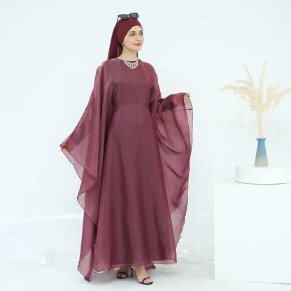Solid Elegant Dubai Muslim Long Robe Two-Piece Set