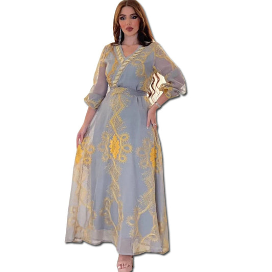 Women's Hot Diamond Mesh Embroidered Dress