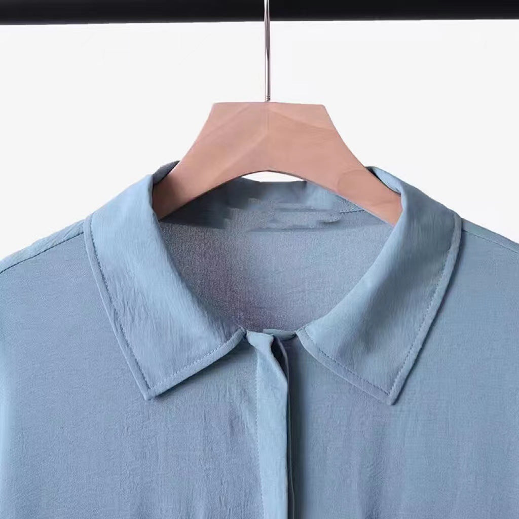 Women's Solid Color Trousers And Shirt Sets