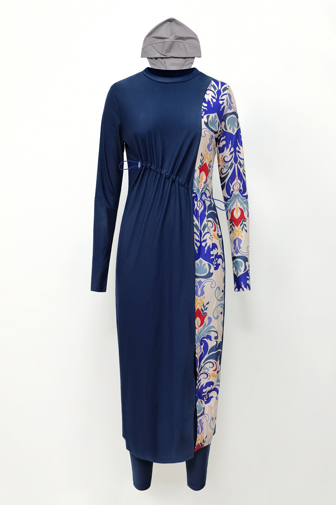 Burkini Split Cover Swimsuit Color-block Print Three-piece Swimsuit